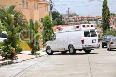 Ambulance entering to a house