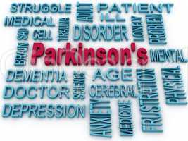 3d Parkinson's disease symbol isolated on white. Mental health s