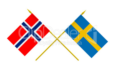 Flags, Norway and Sweden