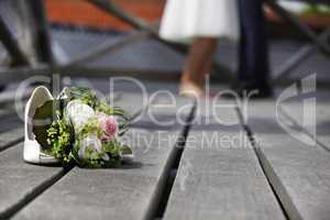 Bridal bouquet lying on the floor