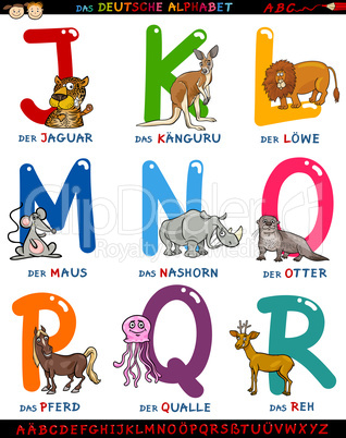 cartoon german alphabet with animals