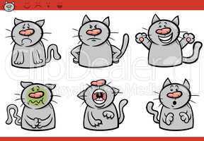 cat emotions cartoon illustration set