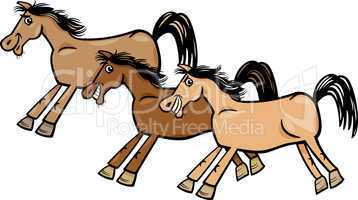 horses or mustangs cartoon illustration