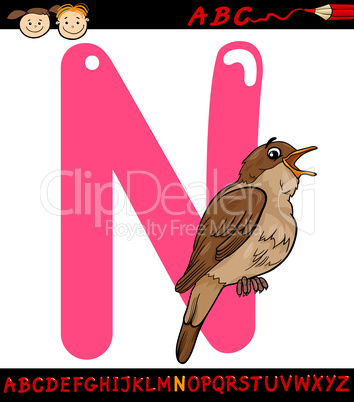 letter n for nightingale cartoon illustration