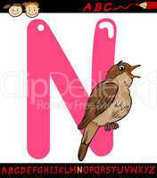 letter n for nightingale cartoon illustration