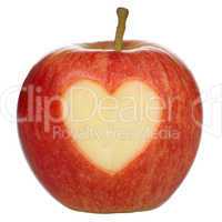 Apfel freigestellt mit Herz Thema Liebe