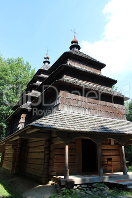 nice wooden church in village of Western Ukraine