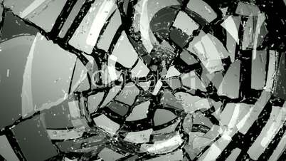 Splitted and Shattered glass with slow motion. Alpha