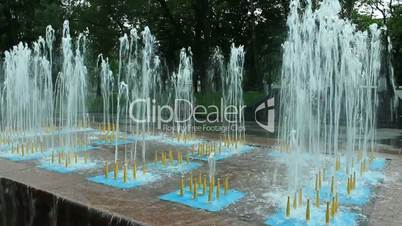 fountains in city park