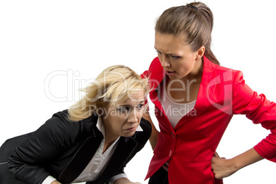 Chief woman yelling at an employee