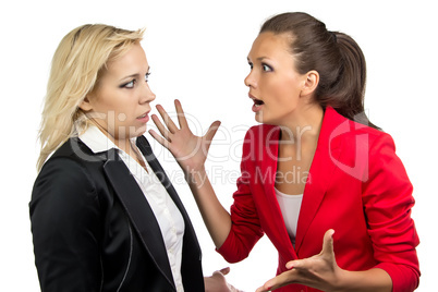 Business lady yelling at employee