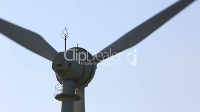 close up wind turbines generating clean power