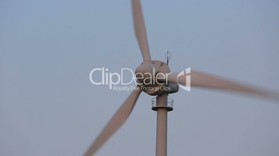 close up wind turbines generating clean power