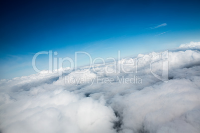 bird's-eye view blue sky with clouds