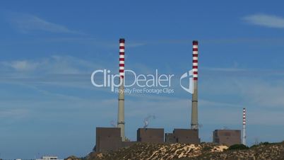 Electric Power Station on blue sky background