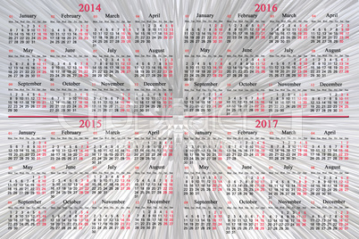 calendar for 2014 - 2017 years