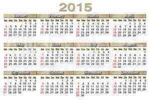 usual calendar for 2015 year