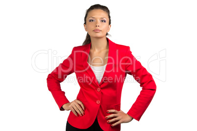 Businesswoman in red suit