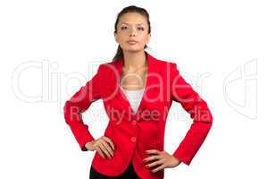 Businesswoman in red suit