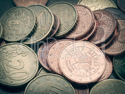 Retro look Euro coins background