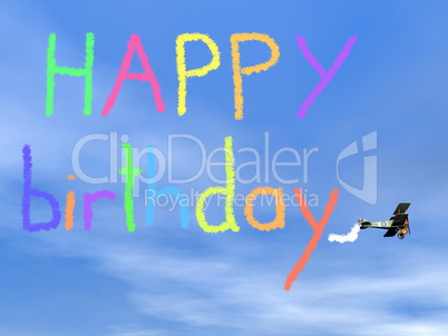 Happy birthday message from biplan smoke - 3D render