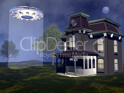 UFO landing - 3D render