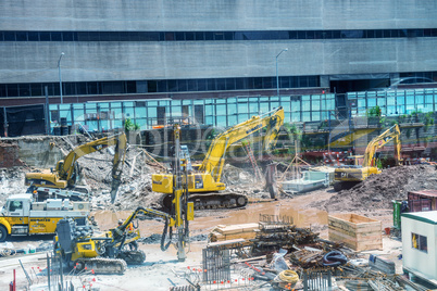 NEW YORK CITY - JUNE 11, 2013: Big construction site surrounded