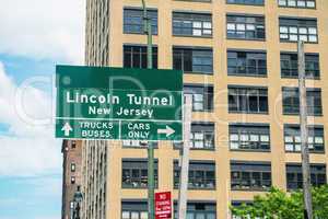 Lincoln Tunnel sign in Manhattan