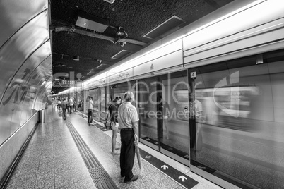 HONG KONG - MAY 11: Subway train station on May 11, 2014 Central