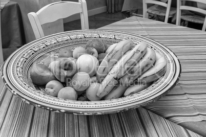 Tray of fresh fruits on the table