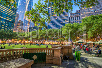 Magnificent night view of Bryant Park in Manhattan