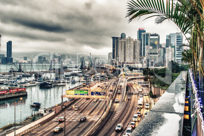 HONG KONG - APRIL 13, 2014: City traffic at night. More than 90