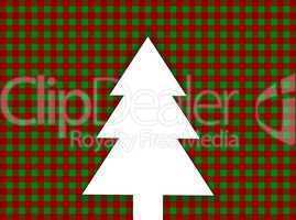 Weihnachtskarte: Rot grüne Tischdecke mit Weihnachtsbaum
