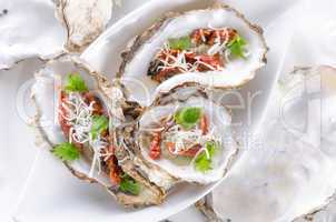 oysters with parmesan and baked tomatoes