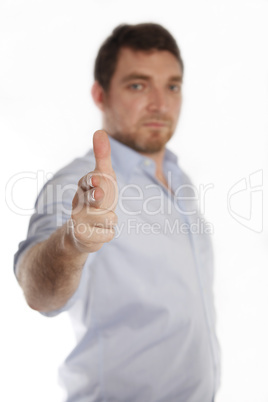 Man showing gun with his fingers