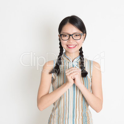 Asian Chinese girl greeting