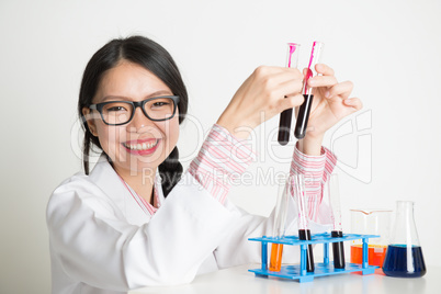 Lab worker doing blood sample test analysis