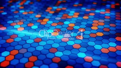 blinking blue orange hexagons loopable background