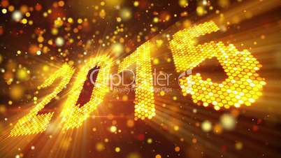 greeting new year 2015 of shining yellow elements loop