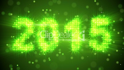 new year 2015 greeting glowing green particles loop