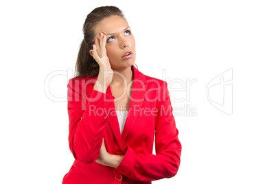 Businesswoman with the hand at her forehead
