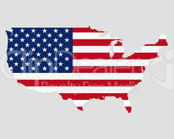 Karte und Fahne der USA