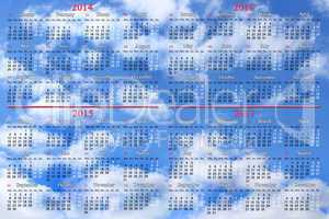 calendar for 2014 - 2017 years on the background of blue sky