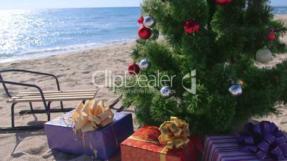 Dolly: Christmas holidays on the beach resort background