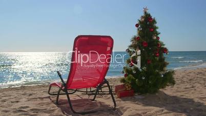Christmas vacation time on beach resort background