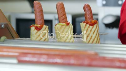 Hot dog lunch in fast-food takeout diner