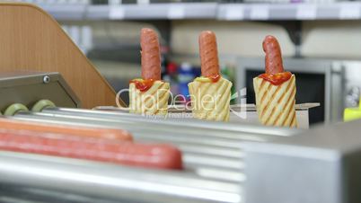 Hotdogs in fast food diner