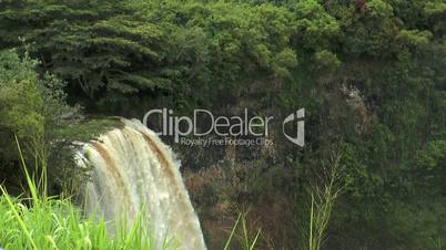 Top view of wailua waterfall on Kauai, Hawaii  medium shot