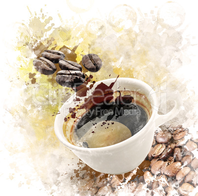 Watercolor Image Of Morning Coffee