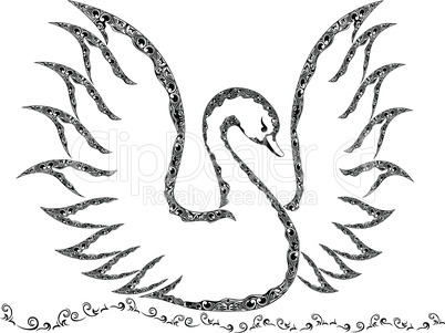 Ornamental swan with raised wings
